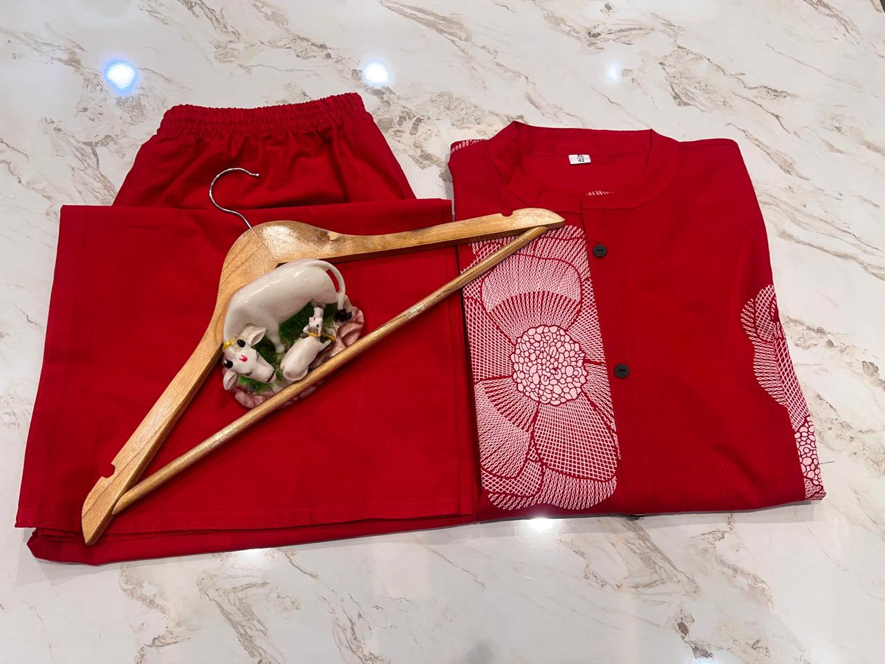 Floral Cotton Co-ord Set: A-Line Kurti with Ankle-Length Palazzo