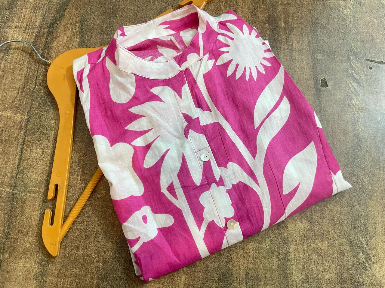 Floral Print Cotton Button-Front Midi Dress