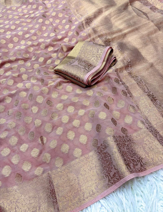 Georgette Saree with Jacquard Zari & Rich Pallu