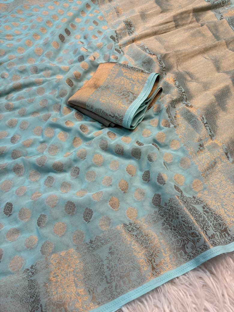 Georgette Saree with Jacquard Zari & Rich Pallu