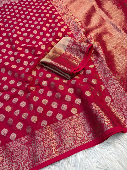 Georgette Saree with Jacquard Zari & Rich Pallu
