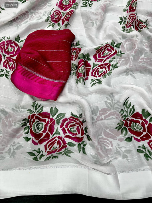 Georgette Saree with Mill Print & Blouse Piece