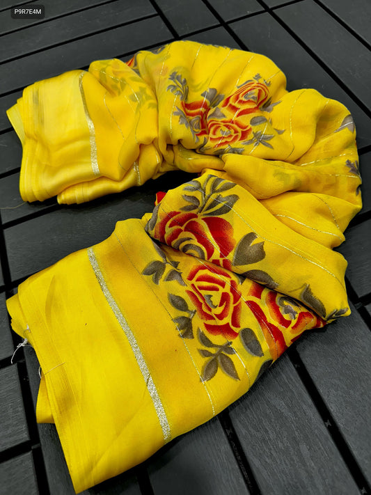 Georgette Saree with Mill Print & Blouse Piece