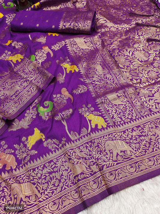 Georgette Silk Saree with Matching Weaving Blouse and Intricate Border