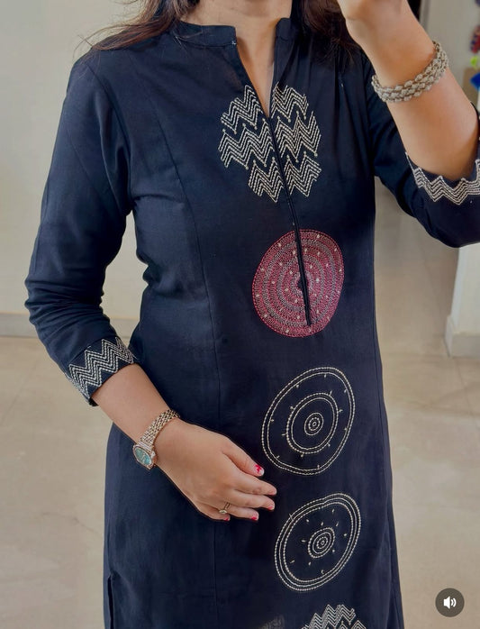 Jaipuri Cotton A-Line Suit Set with Embroidery & Sequins Work