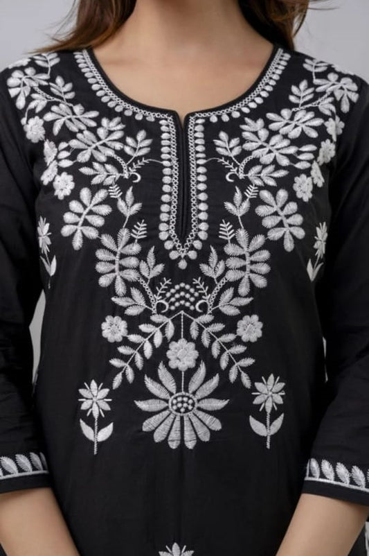 Jaipuri Embroidered Cotton 60x60 Kurta Pant Set (Kurta 45", Pant 37")