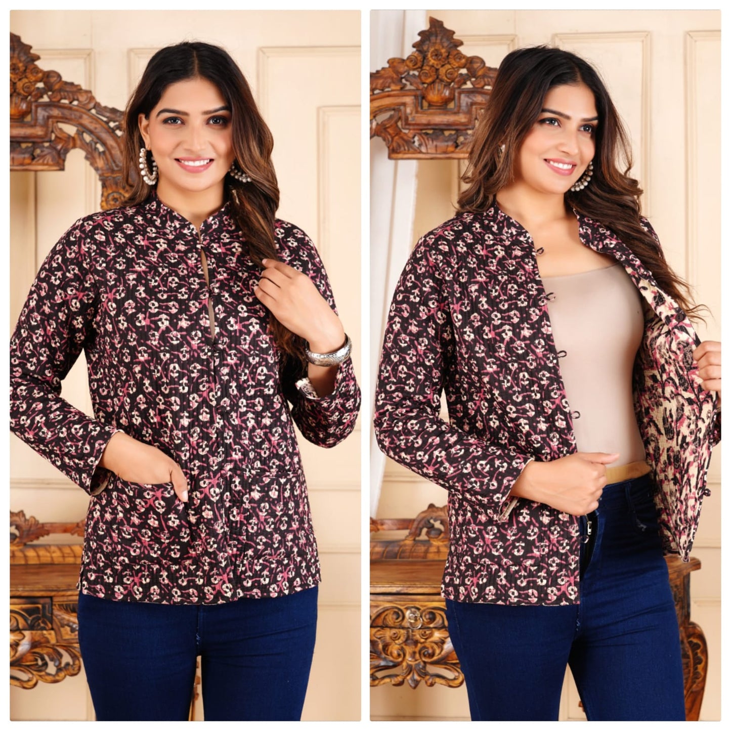 Jaipuri Quilted Reversible Cotton Jacket – 28 Inch