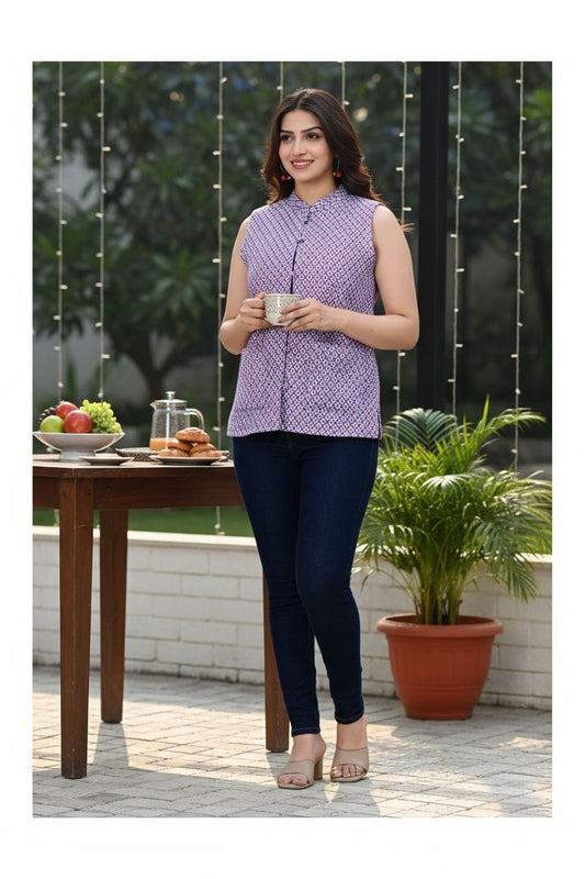 Jaipuri Quilted Reversible Cotton Jacket with Kapas Filling – 28 Inches