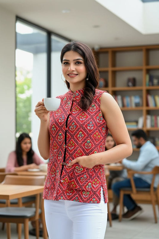 Jaipuri Quilted Reversible Cotton Jacket with Kapas Filling – 28 Inches