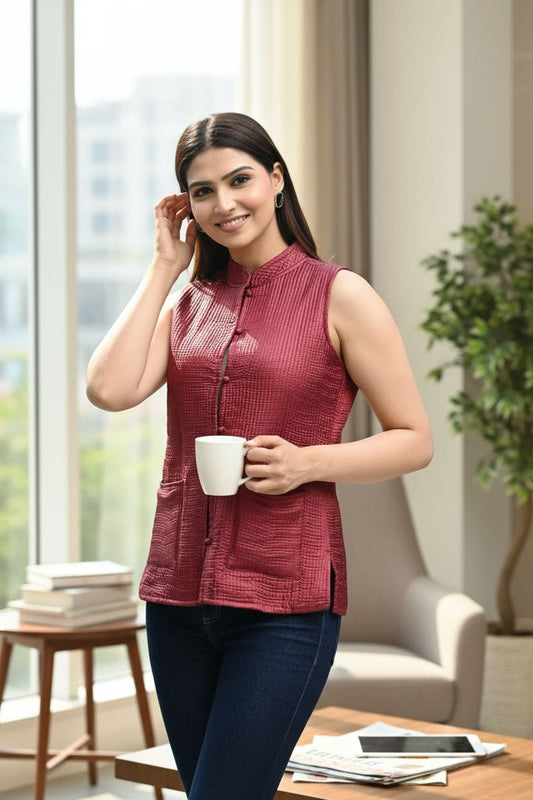 Jaipuri Quilted Reversible Cotton Jacket with Kapas Filling – 28 Inches