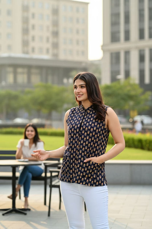 Jaipuri Quilted Reversible Cotton Jacket with Kapas Filling – 28 Inches