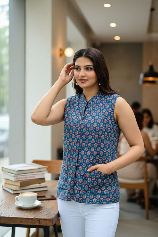 Jaipuri Quilted Reversible Cotton Jacket with Kapas Filling – 28 Inches