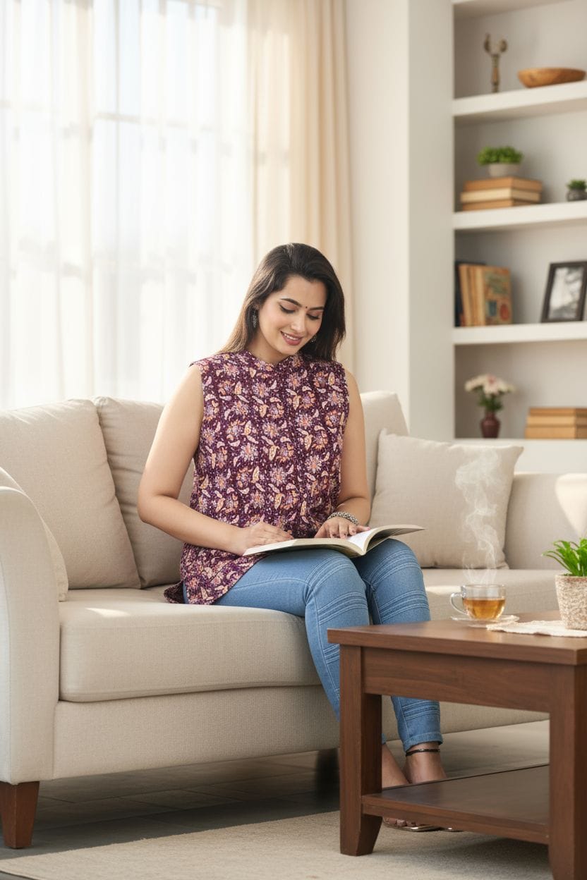 Jaipuri Quilted Reversible Cotton Jacket with Kapas Filling – 28 Inches