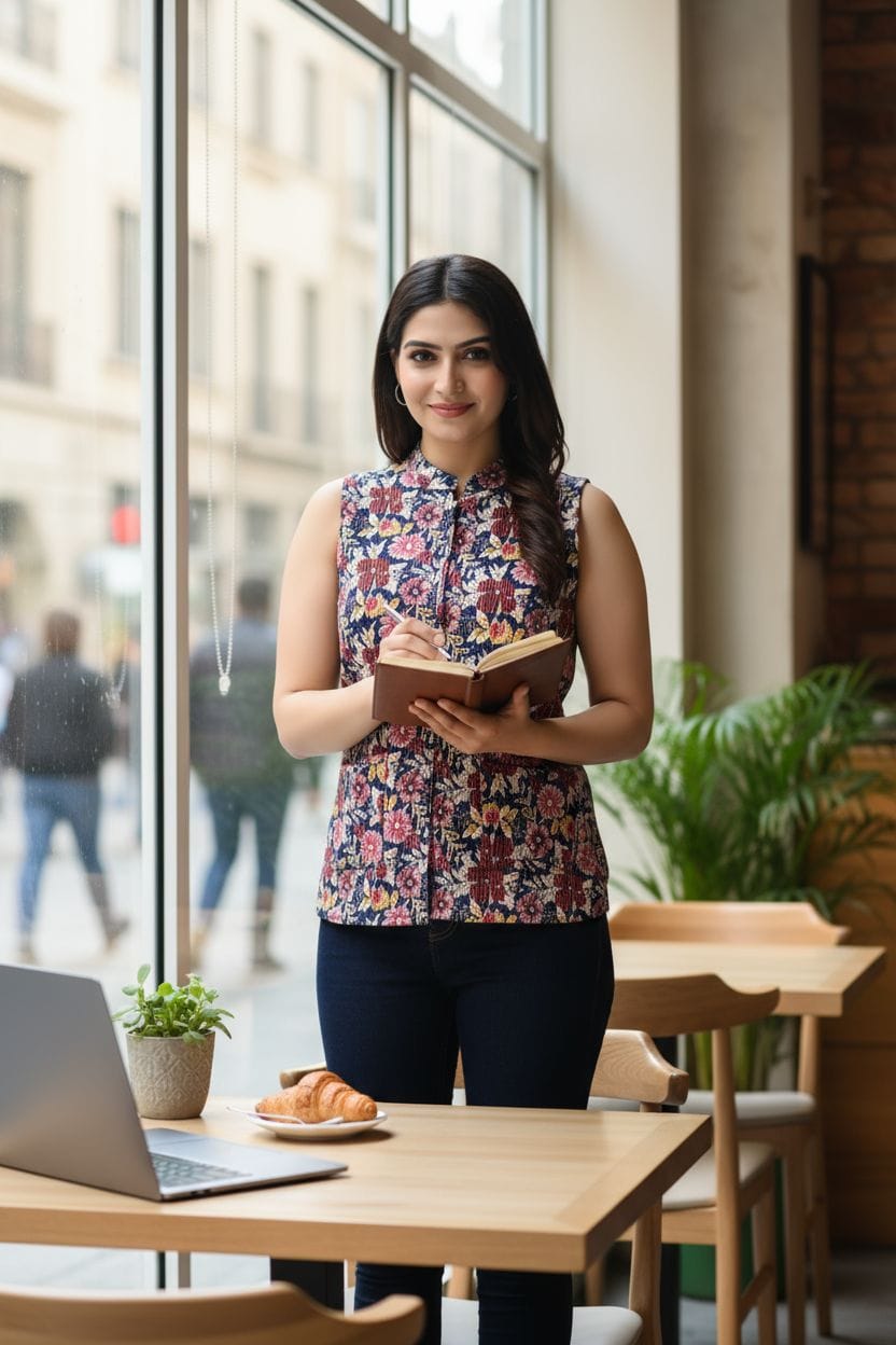 Jaipuri Quilted Reversible Cotton Jacket with Kapas Filling – 28 Inches