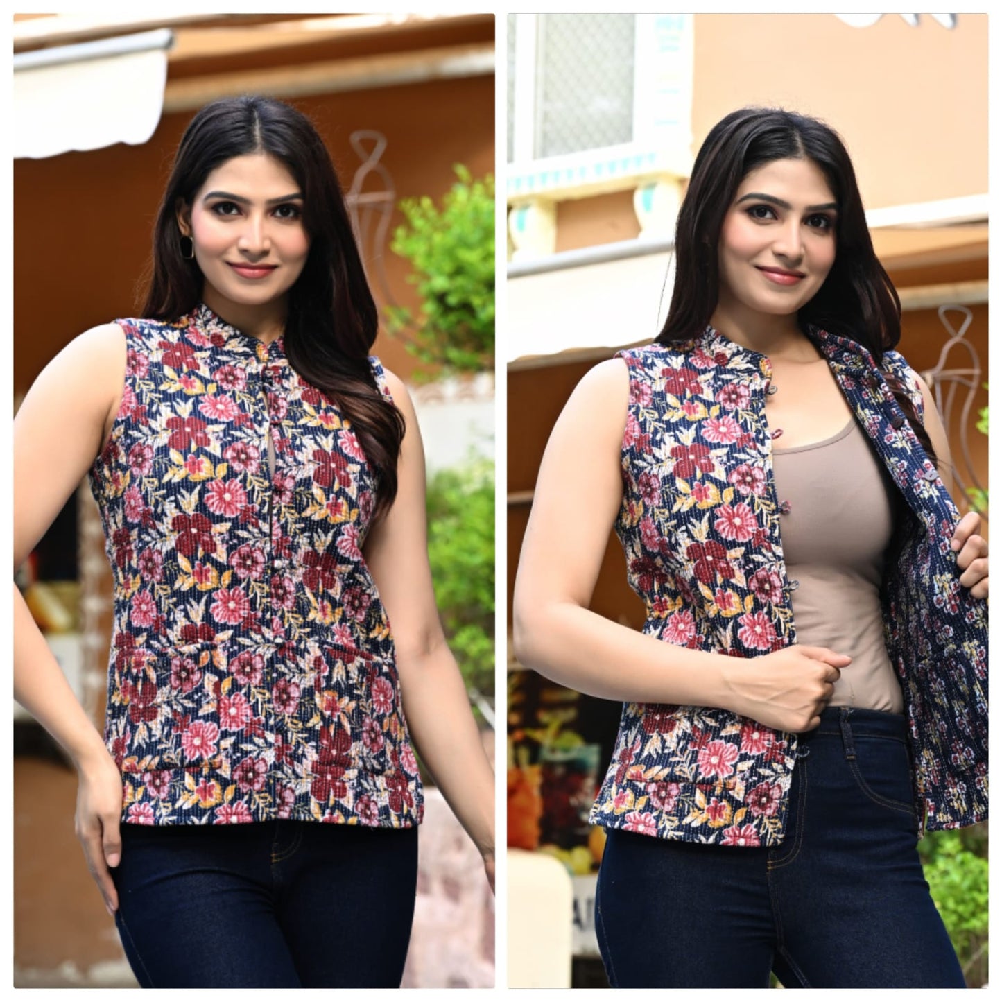 Jaipuri Quilted Reversible Cotton Jacket with Kapas Filling