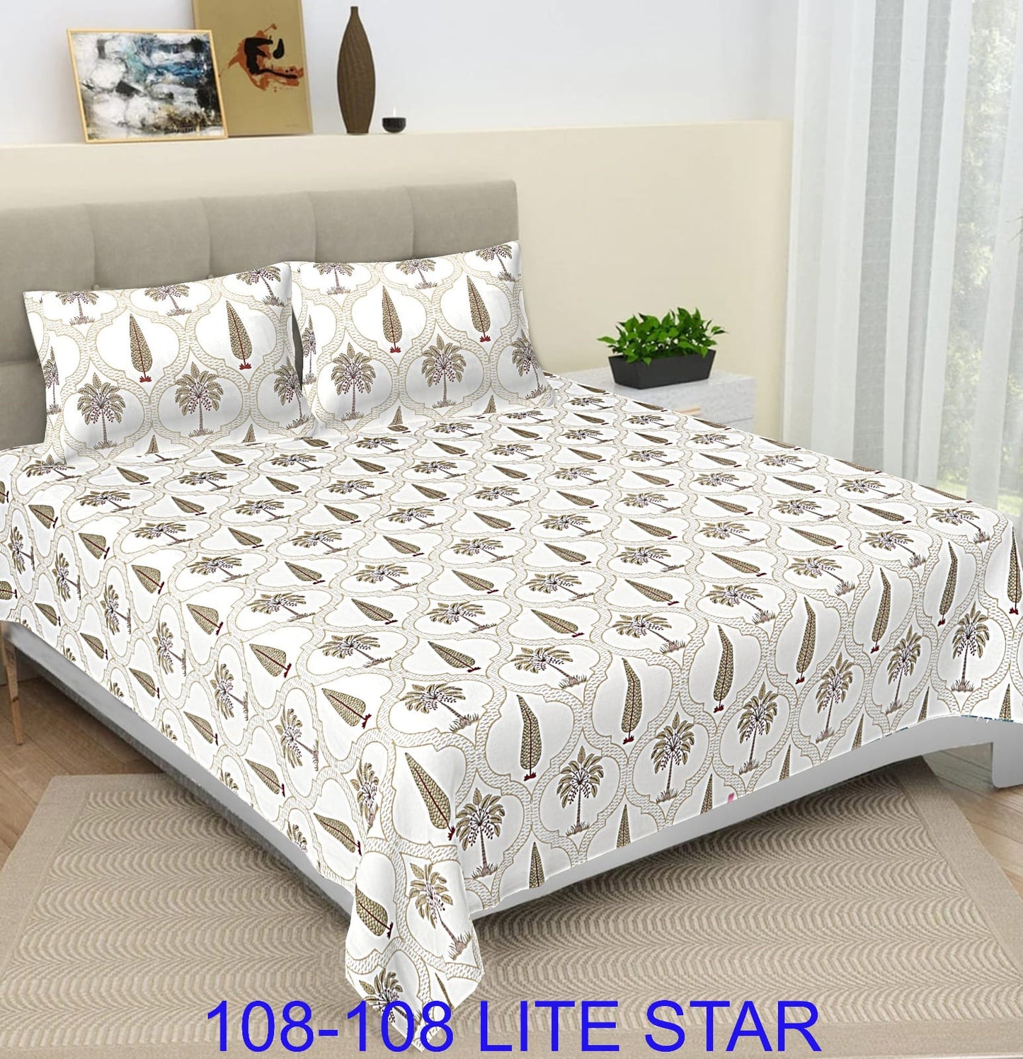 Jumbo 108x108 Cotton Autoloom Bedsheet with 2 Pillow Covers