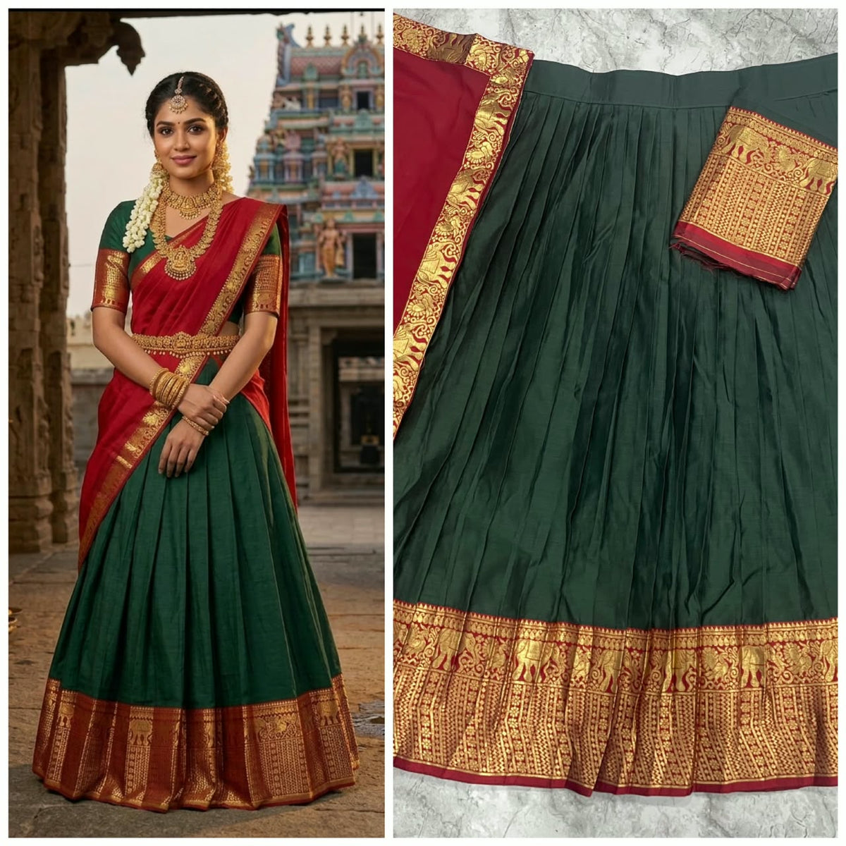Kanchi Cotton Silk Lehenga Choli with Zari Weaving & Georgette Dupatta