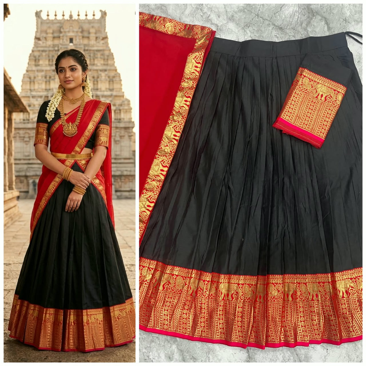 Kanchi Cotton Silk Lehenga Choli with Zari Weaving & Georgette Dupatta