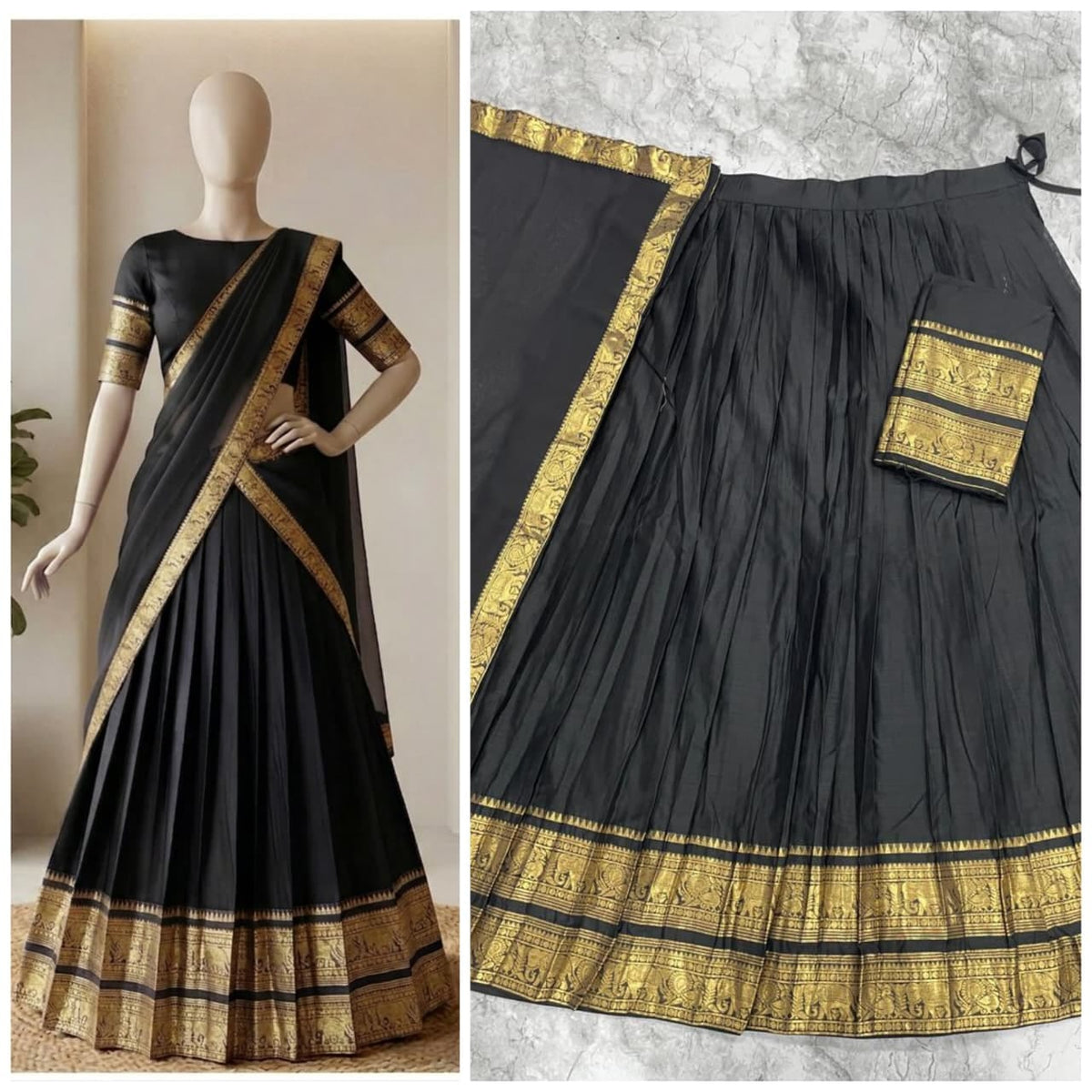 Kanchi Cotton Silk Lehenga Choli with Zari Weaving & Georgette Dupatta