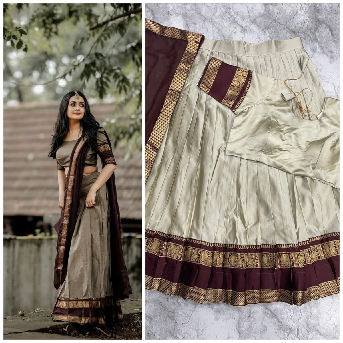 Kanchi Cotton Silk Lehenga Choli with Zari Weaving & Georgette Dupatta