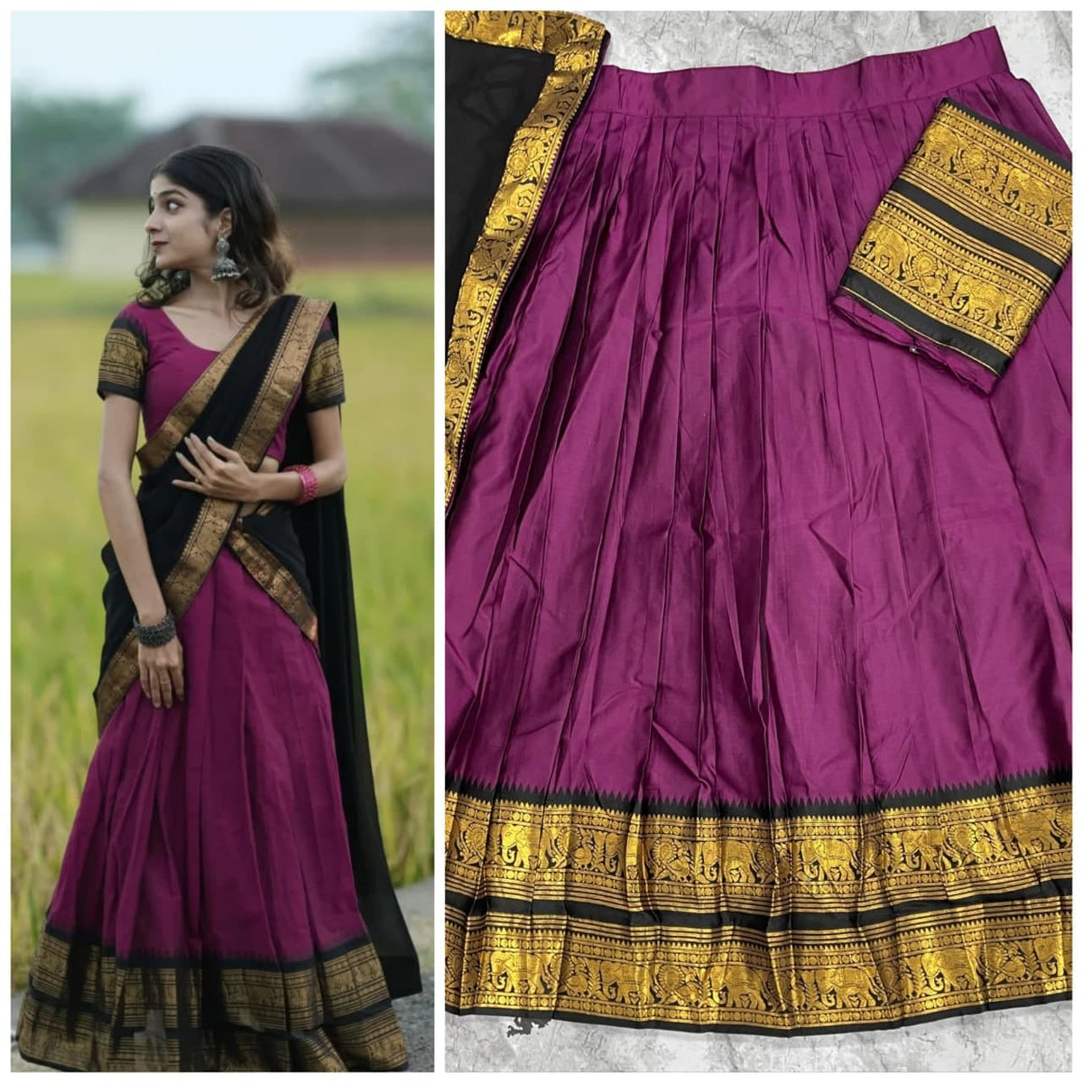 Kanchi Cotton Silk Lehenga Choli with Zari Weaving & Georgette Dupatta