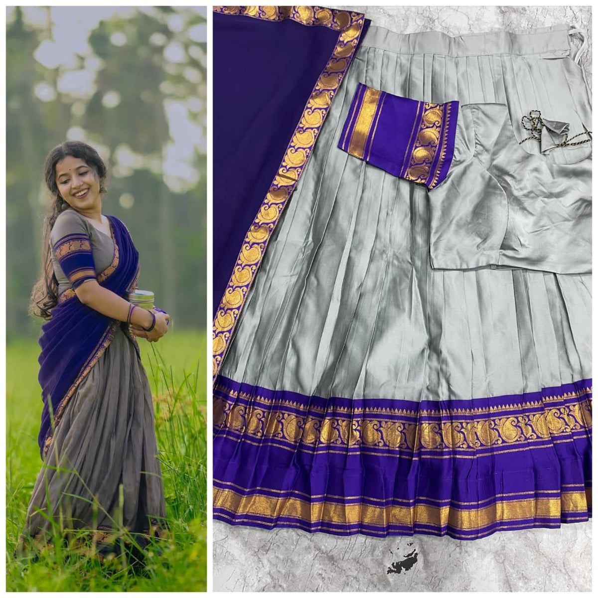 Kanchi Cotton Silk Lehenga Choli with Zari Weaving & Georgette Dupatta