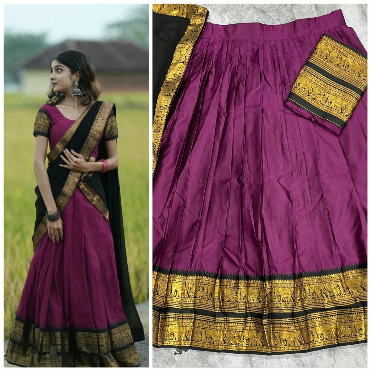 Kanchi Cotton Silk Lehenga Choli with Zari Weaving & Georgette Dupatta