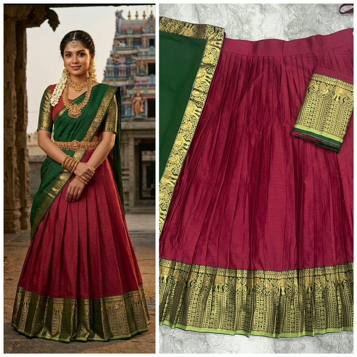 Kanchi Cotton Silk Lehenga Choli with Zari Weaving & Georgette Dupatta