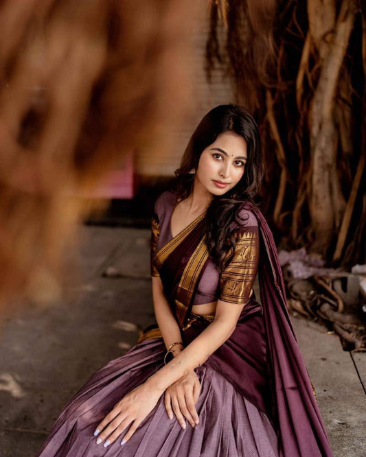 Kanchi Cotton Zari Woven Lehenga Set with Georgette Dupatta