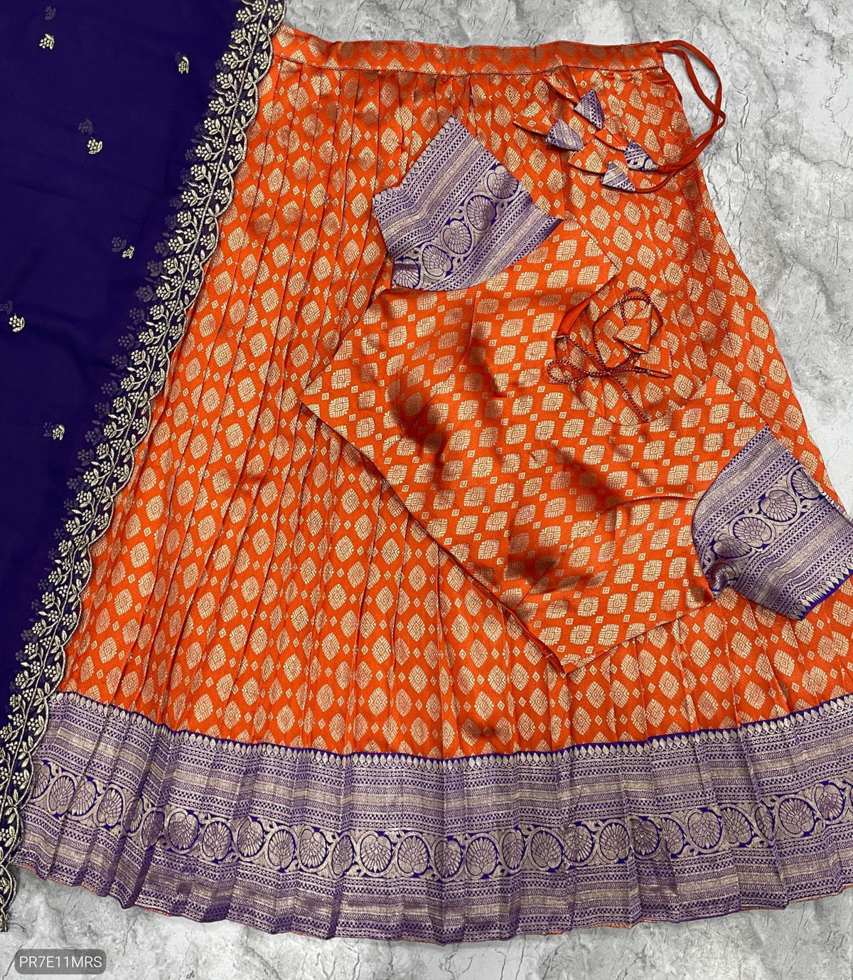 Kanjivaram Silk Lehenga Choli Set with Zari Weaving & Georgette Dupatta