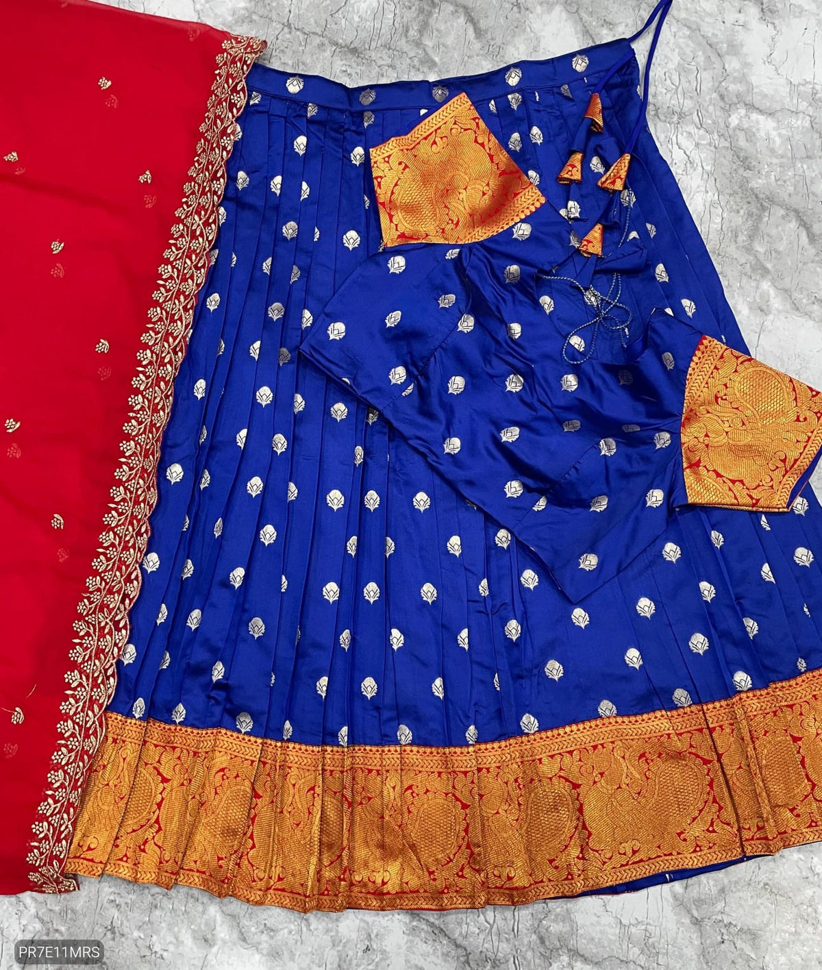 Kanjivaram Silk Lehenga Choli Set with Zari Weaving & Georgette Dupatta