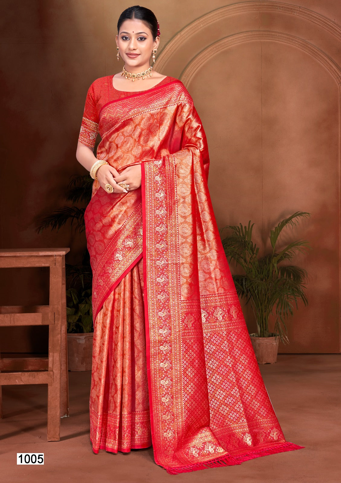 Kanjivaram Silk Saree with Matching Blouse Piece