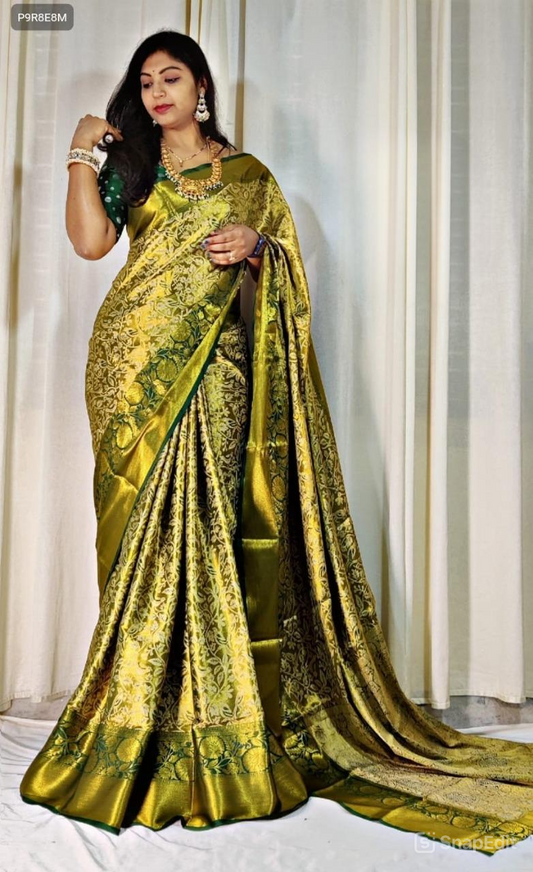 Kanjivaram Silk Saree with Mina Work and Contrast Zari Pallu