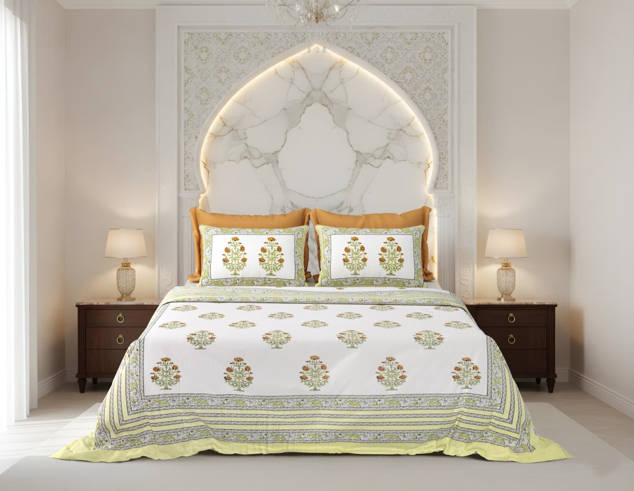 King Size Cotton Bedsheet 108x108 Inches with 2 Pillow Covers