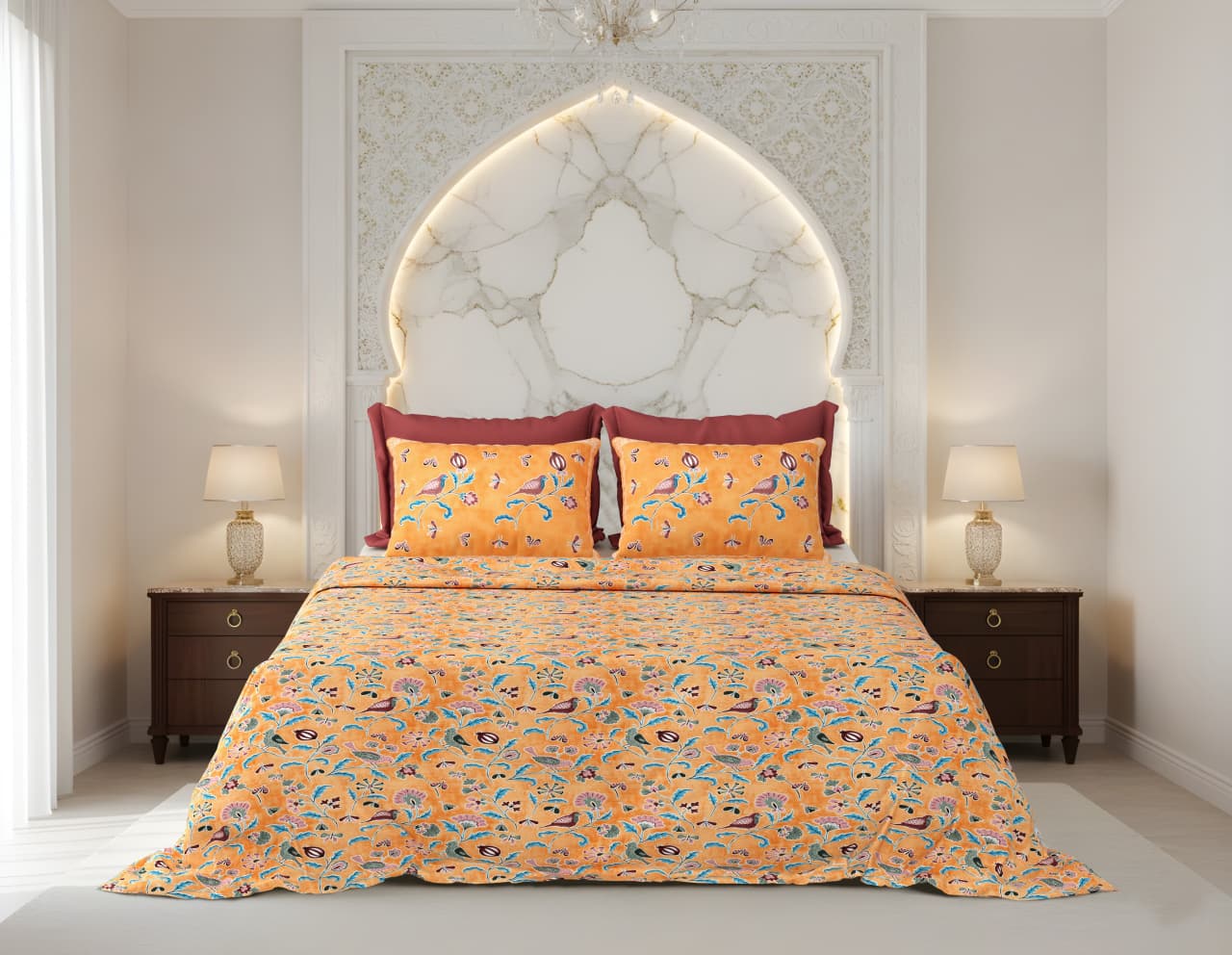 King Size Cotton Bedsheet 108x108 Inches with 2 Pillow Covers