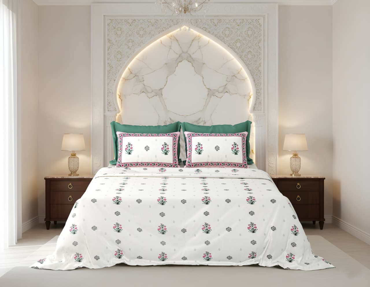 King Size Cotton Bedsheet 108x108 Inches with 2 Pillow Covers