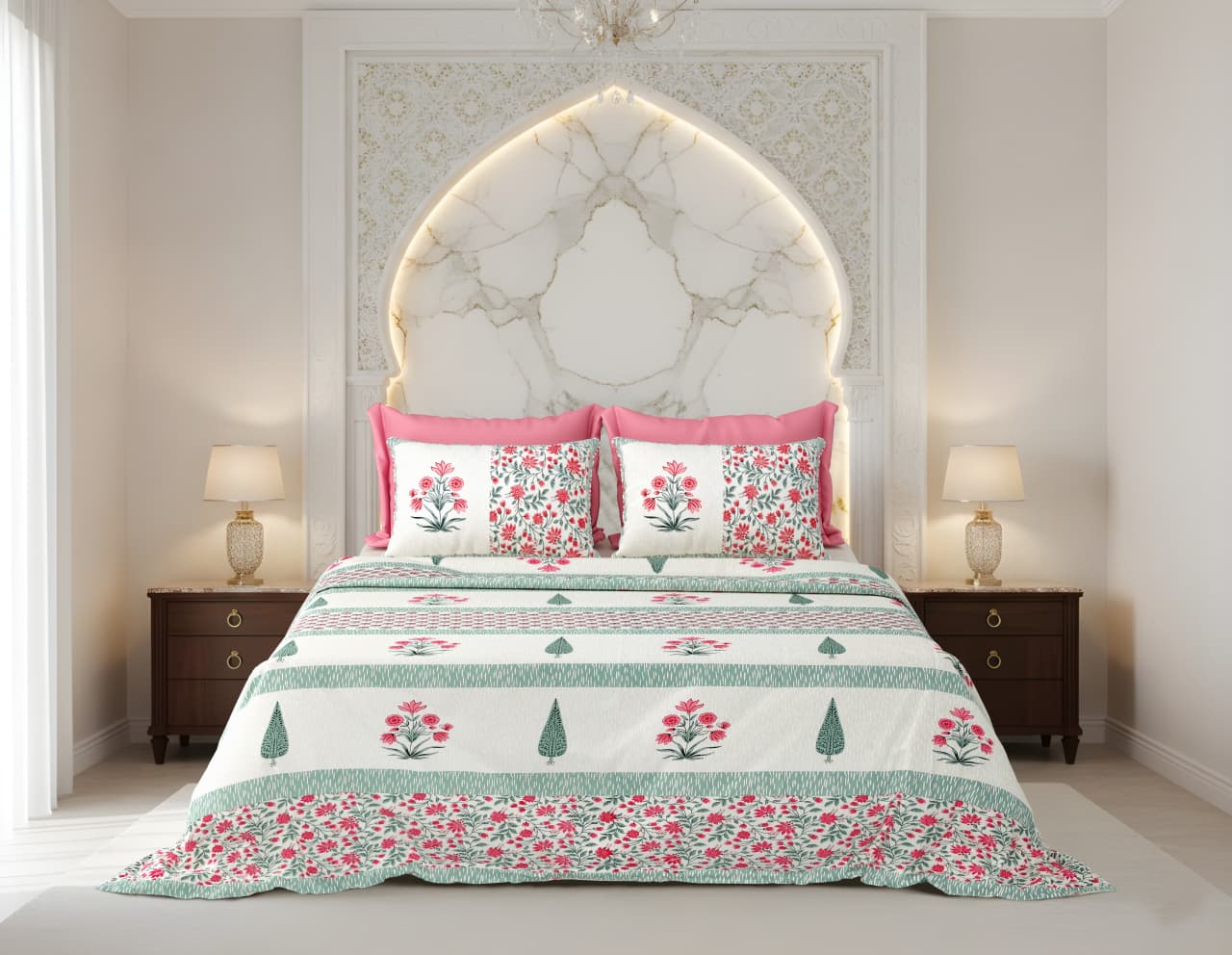 King Size Cotton Bedsheet 108x108 Inches with 2 Pillow Covers