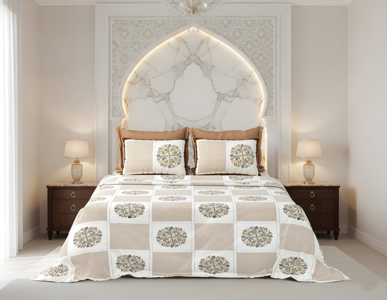 King Size Cotton Bedsheet 108x108 Inches with 2 Pillow Covers