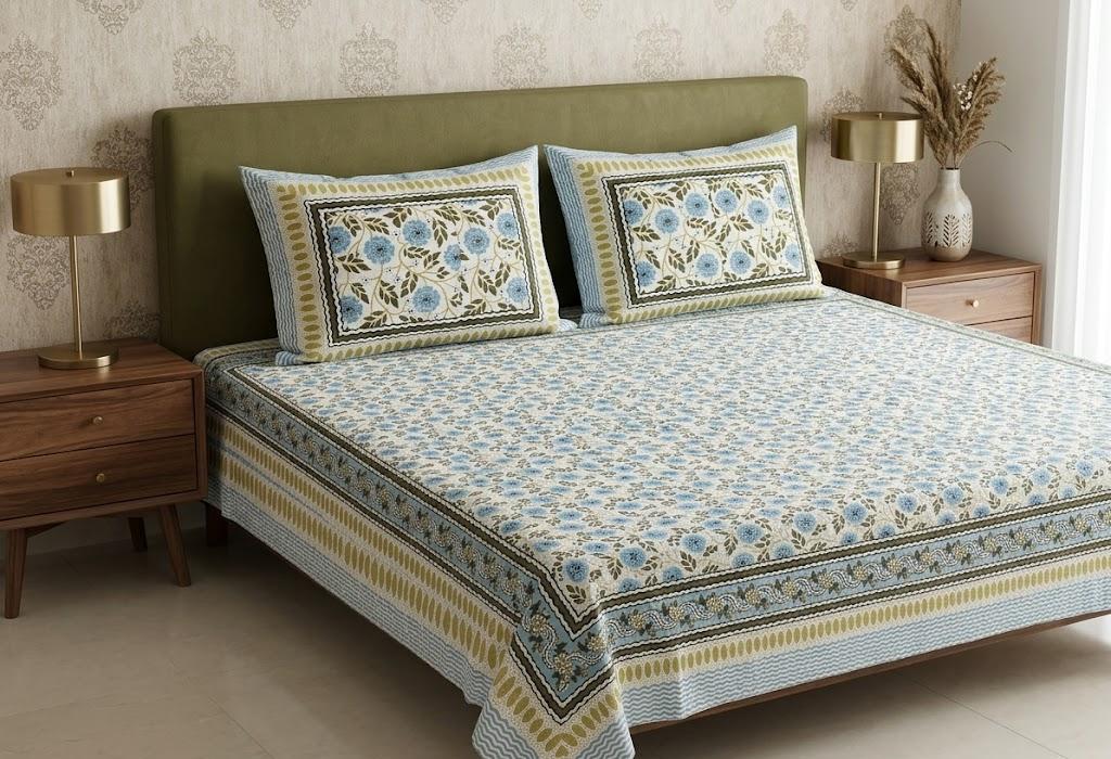 King Size Cotton Bedsheet 108x108 with 2 Pillow Covers
