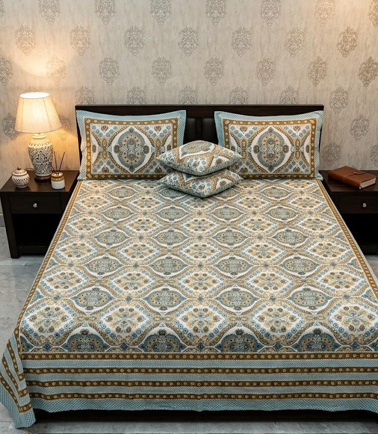 King Size Cotton Bedsheet 108x108 with 2 Pillow Covers