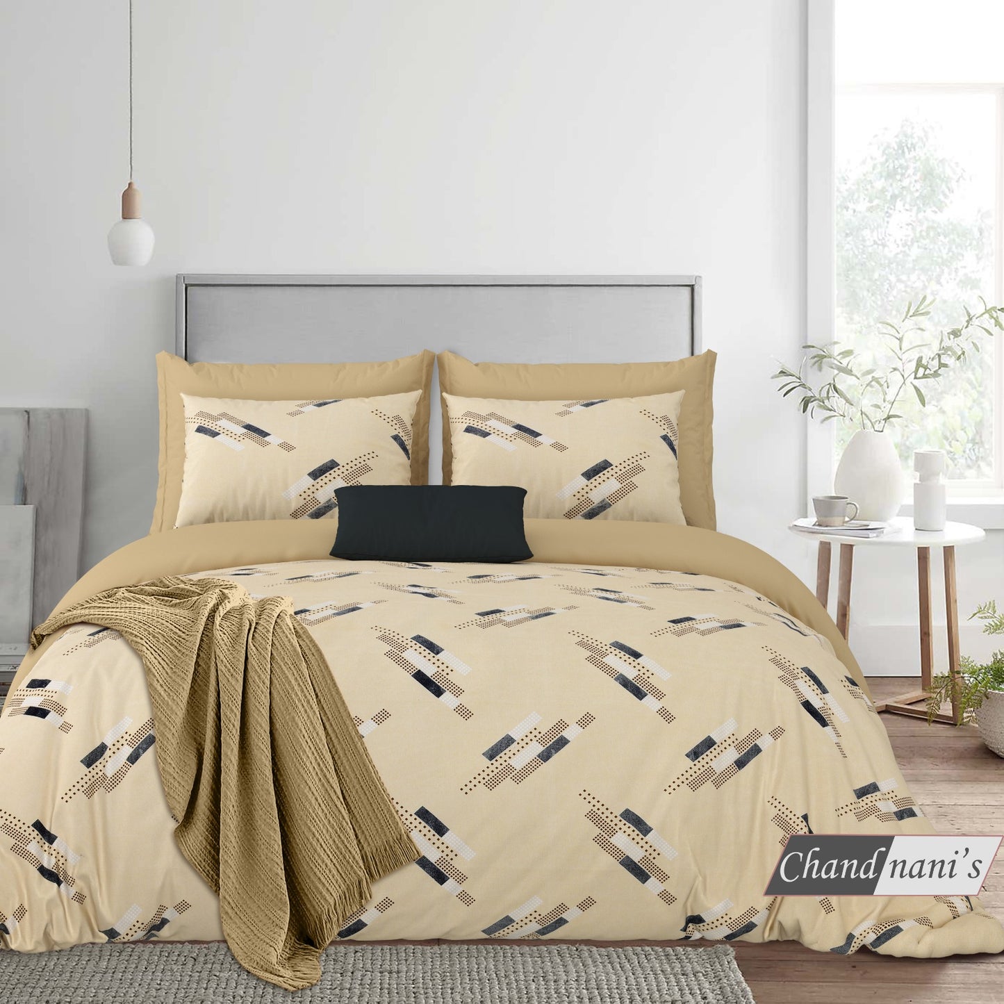 King Size Cotton Mix Bedsheet Set (108x108 inch) with 2 Pillow Covers