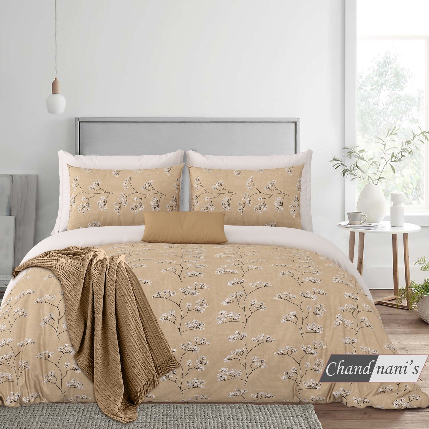 King Size Cotton Mix Bedsheet Set (108x108 inch) with 2 Pillow Covers