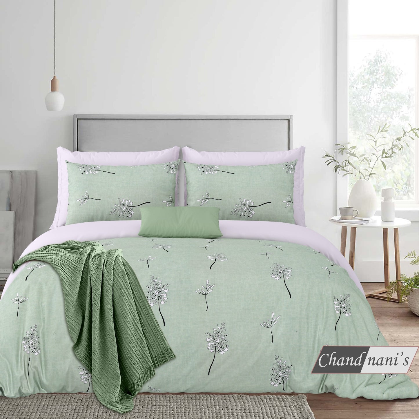 King Size Cotton Mix Bedsheet Set (108x108 inch) with 2 Pillow Covers