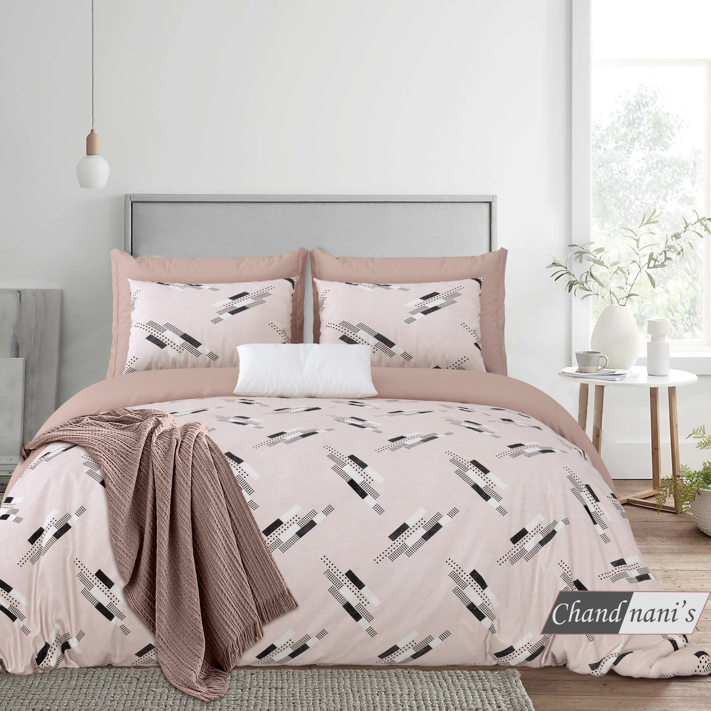 King Size Cotton Mix Bedsheet Set (108x108 inch) with 2 Pillow Covers