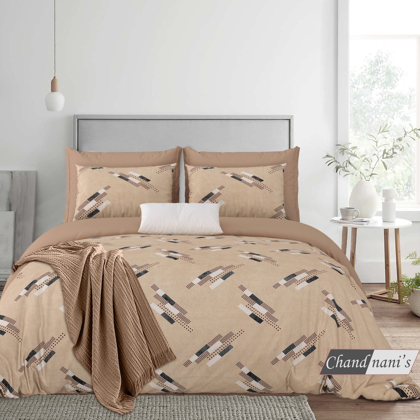 King Size Cotton Mix Bedsheet Set (108x108 inch) with 2 Pillow Covers