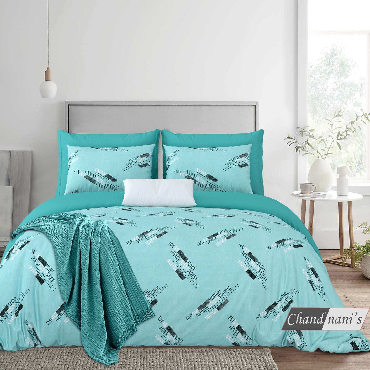 King Size Cotton Mix Bedsheet Set (108x108 inch) with 2 Pillow Covers