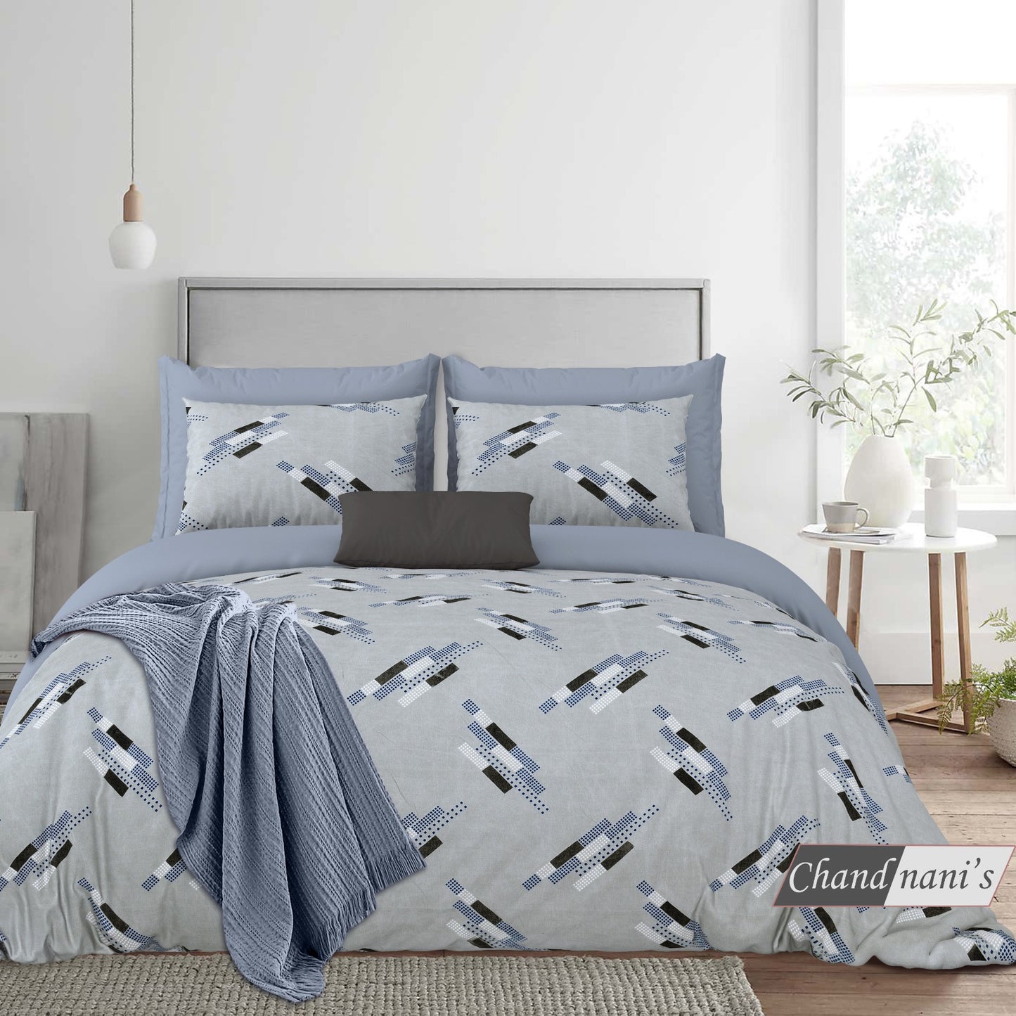 King Size Cotton Mix Bedsheet Set (108x108 inch) with 2 Pillow Covers