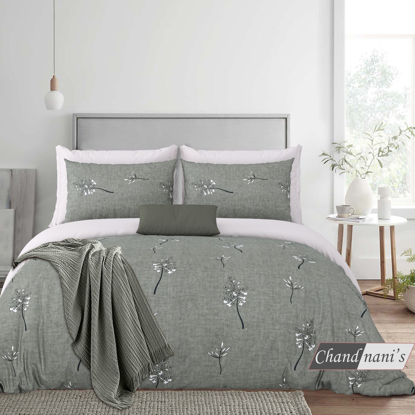 King Size Cotton Mix Bedsheet Set (108x108 inch) with 2 Pillow Covers