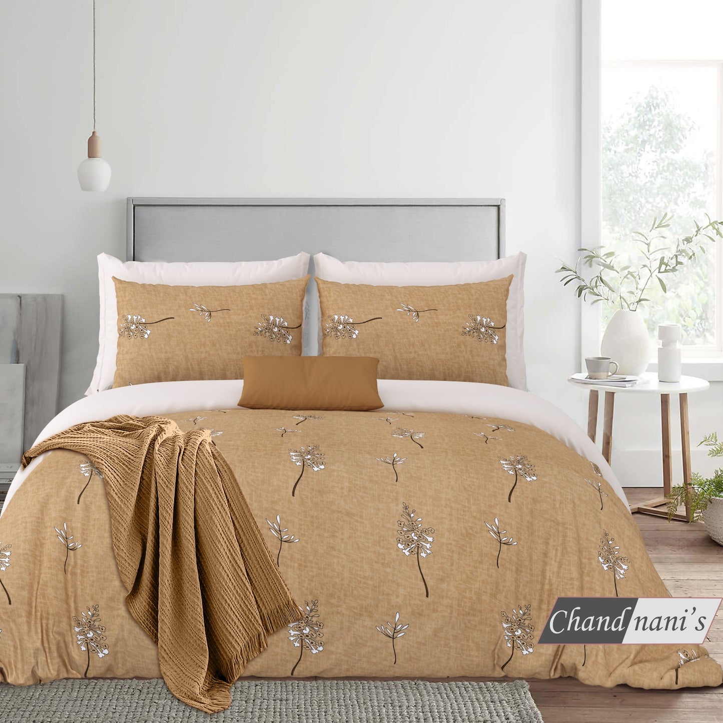 King Size Cotton Mix Bedsheet Set (108x108 inch) with 2 Pillow Covers