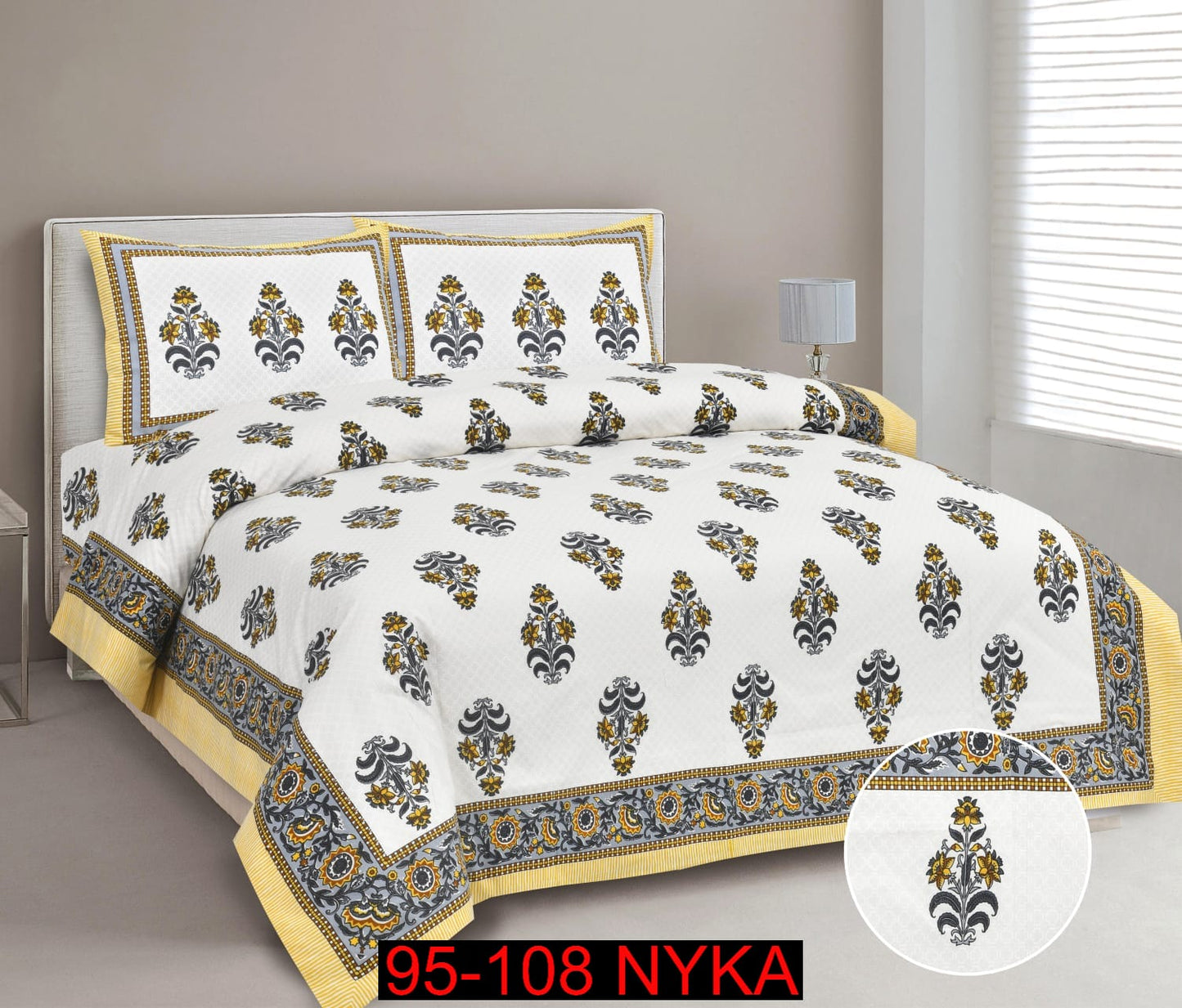 King Size Cotton-Viscose Blend Bedsheet Set with Zippered Pillow Covers (95x108 Inches)